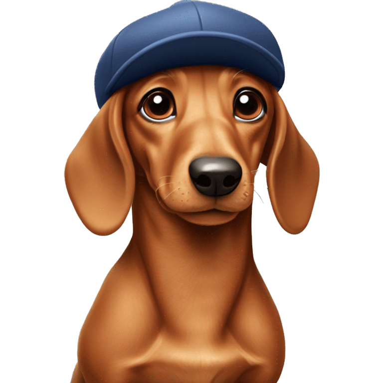 Sausage dog with a cap on ￼ emoji