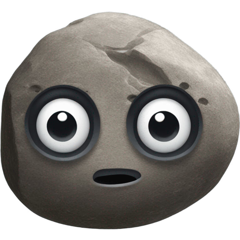 realistic rock with plastic googly eyes emoji