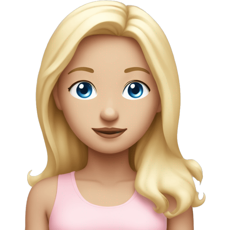 blond blue eyes yoga girl in light pink clothes emoji