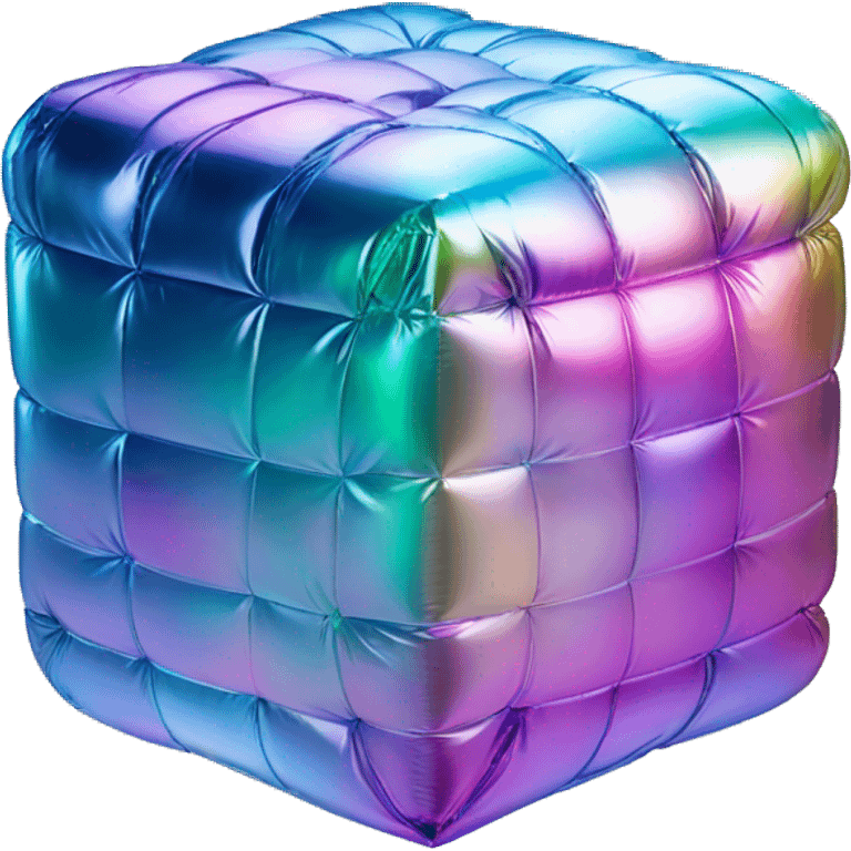 Iridescent foil balloon cube emoji