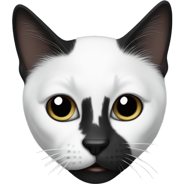 Black and white cat with black nose emoji