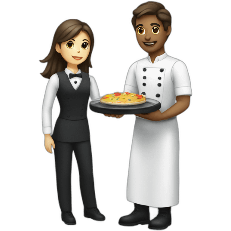 waiter with girl emoji