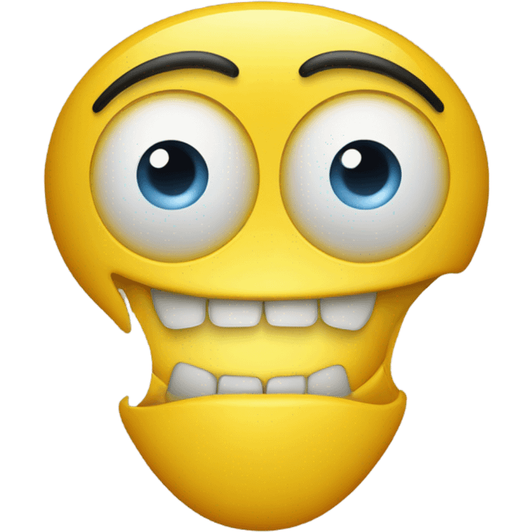 Two eyes just randomly floating in a pair of yellow teeth and a really big nose emoji