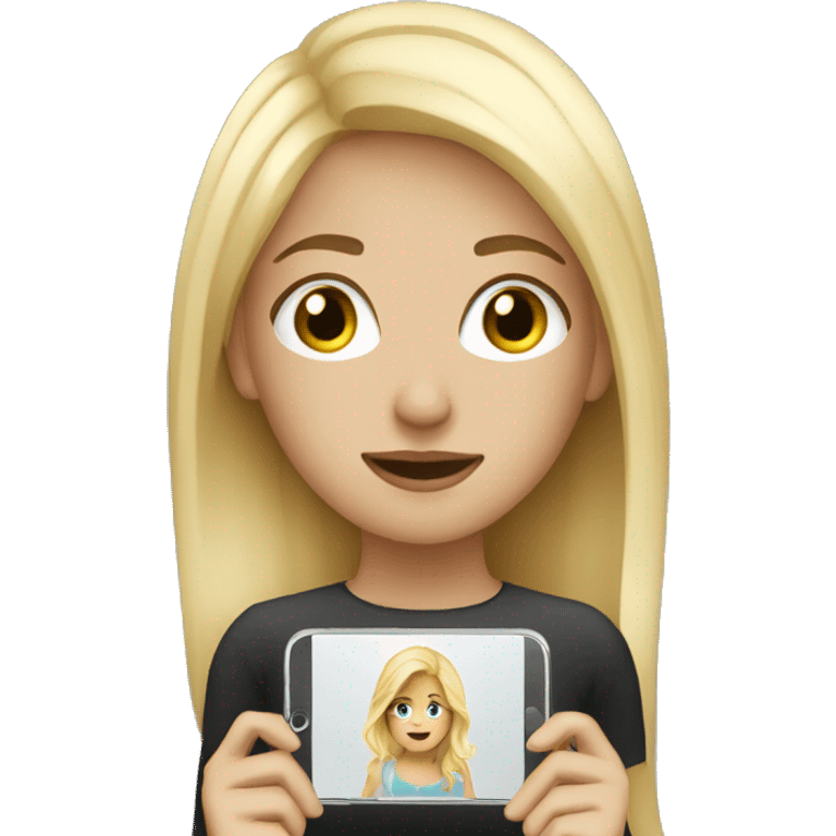 Blonde haired girl with IPhone  emoji