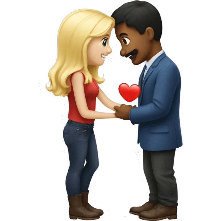 Boy with mustache proposing to a blonde girl emoji