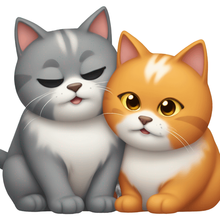 Romantic chonky cat couple hugging  emoji