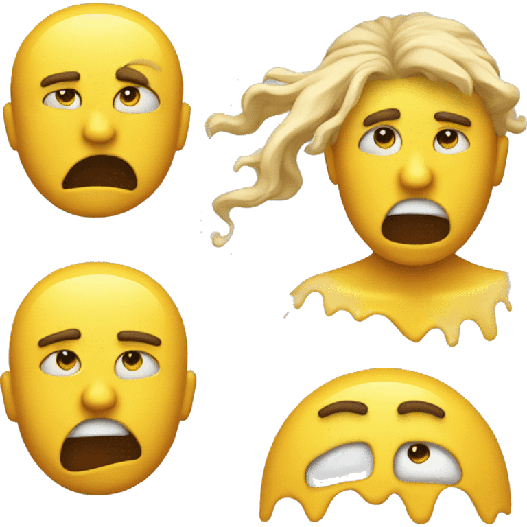 an annoyed yellow face emoji getting pied in the face emoji