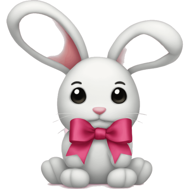 stuffed animal bunny with ribbon bows emoji