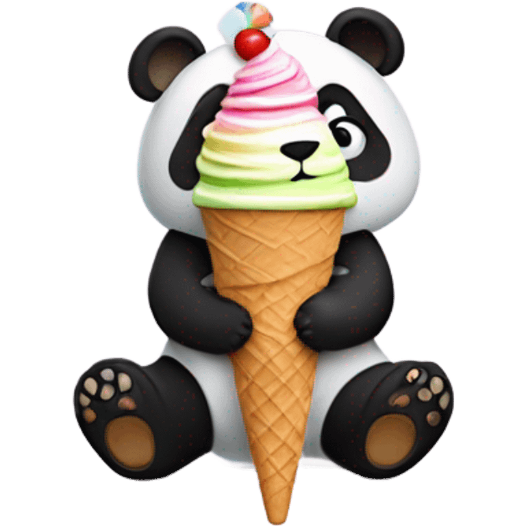 Panda eating ice cream emoji