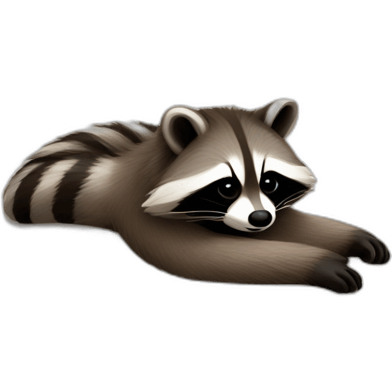 racoon sleeping on king sized bed with pillow emoji