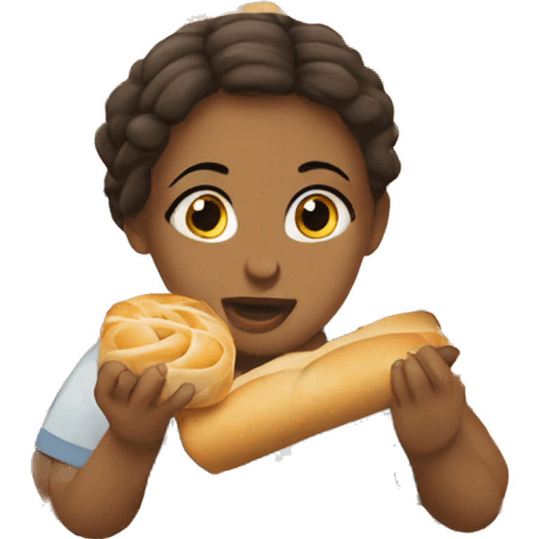 girl eats rolls emoji