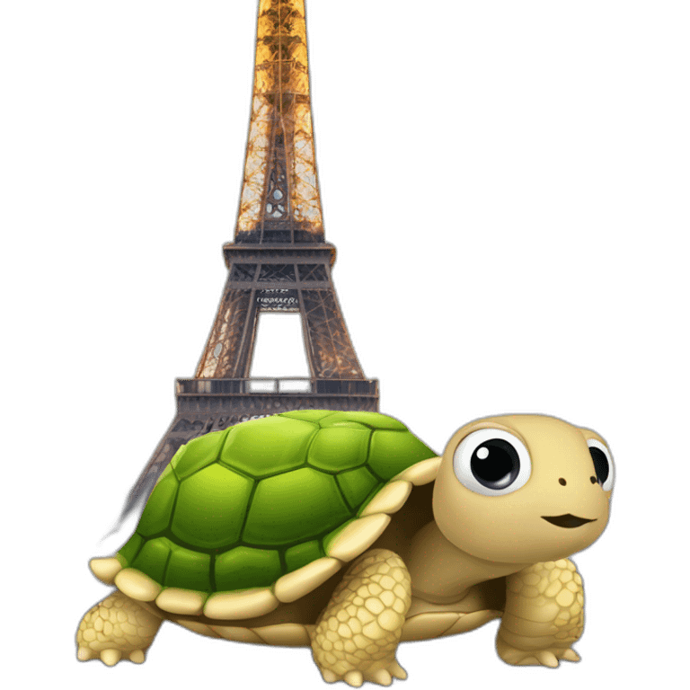 Escargots qui sur une tortue qui est sur la tour Eiffel emoji