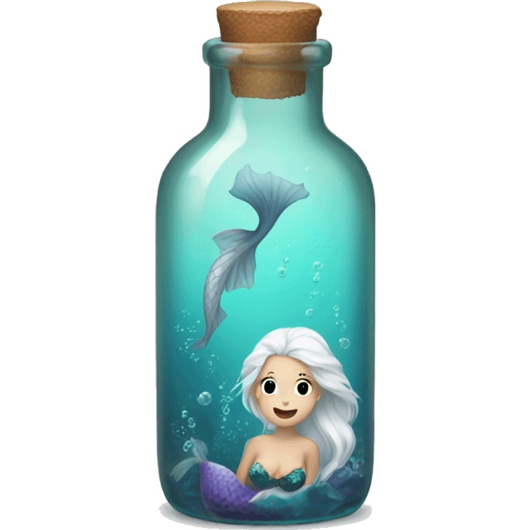 white hair mermaid in bottle emoji