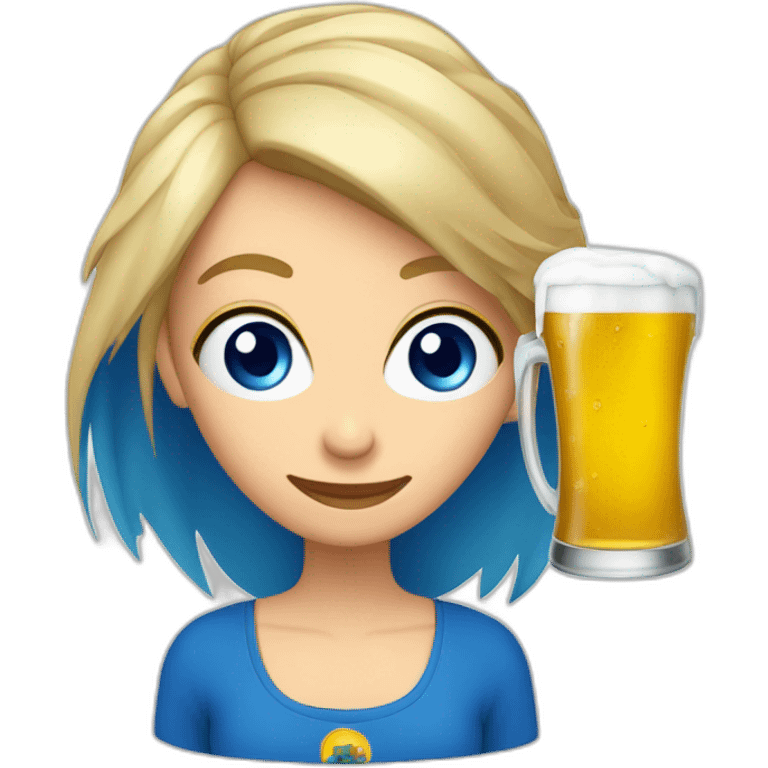 Rubia de ojos azules con un vaso de cerveza emoji