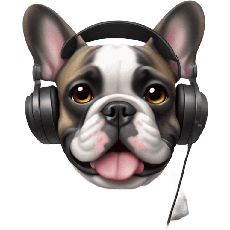 French bulldog brindle wearing headphones emoji