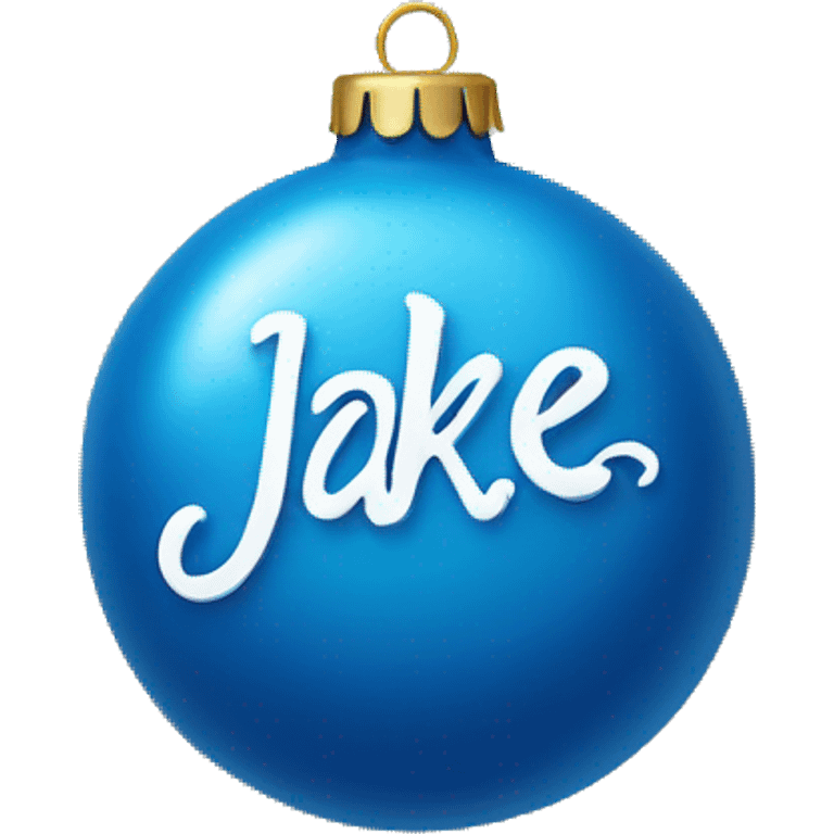 blue ornament with the name jake on it in cursive  emoji