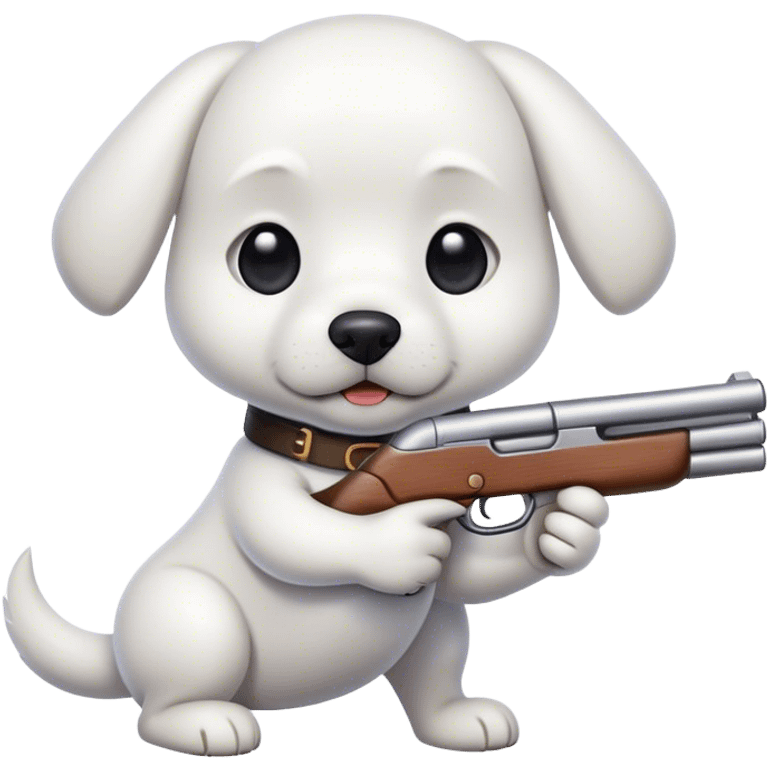 white dog with shotgun emoji