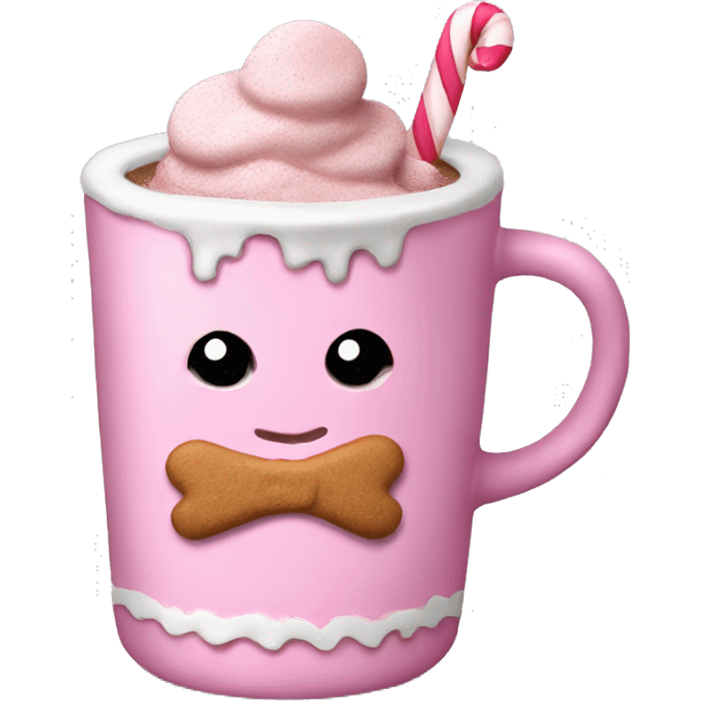 Pink gingerbread drinking hot chocolate  emoji