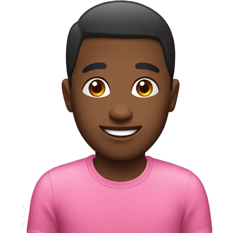 Black man emoji, pink t shirt, 
relieved looking at the right emoji