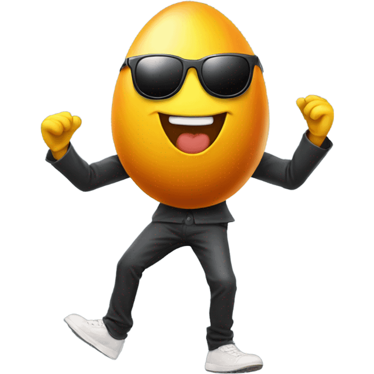 Egg man wearing sunglasses dancing emoji