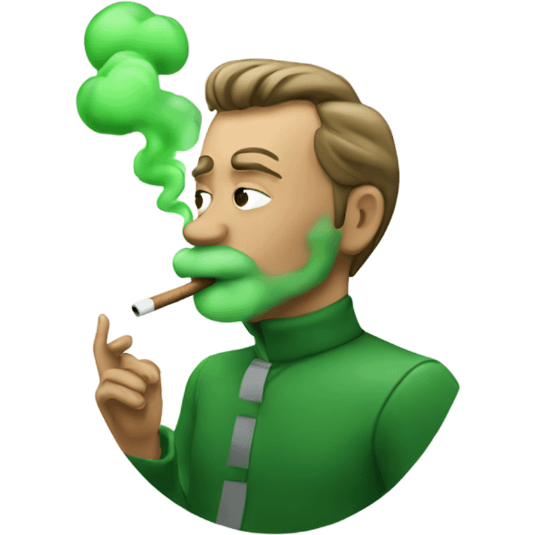 Man smoking green smoke emoji