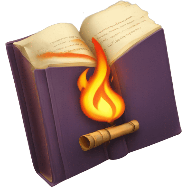 A book with a flaming torch in the middle of the book emoji