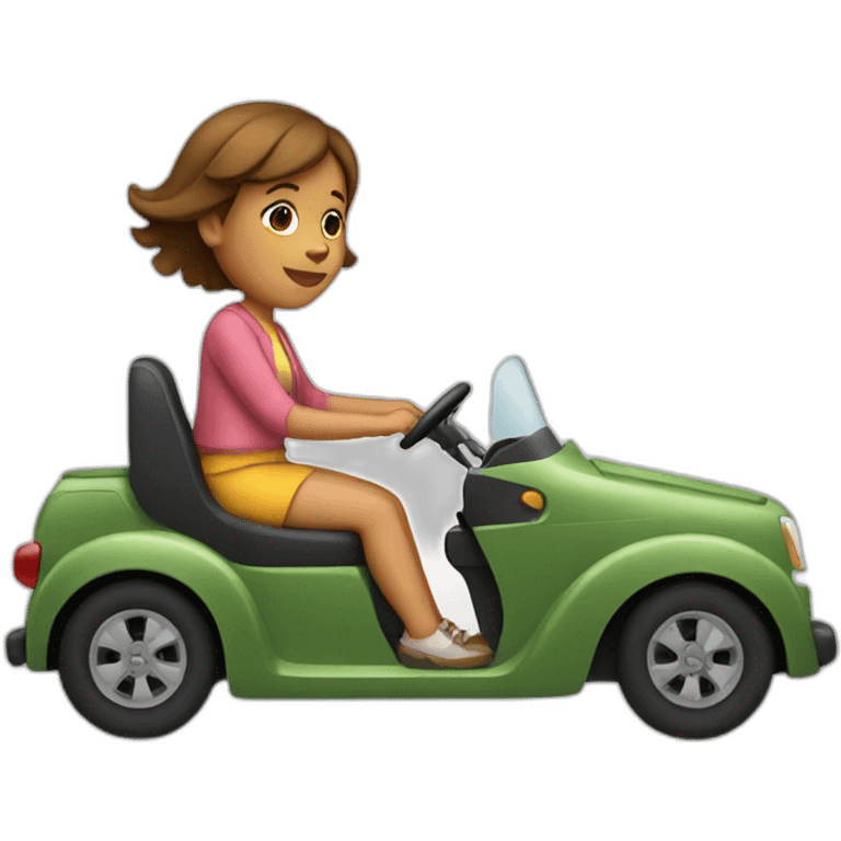 Girl driving a dog emoji