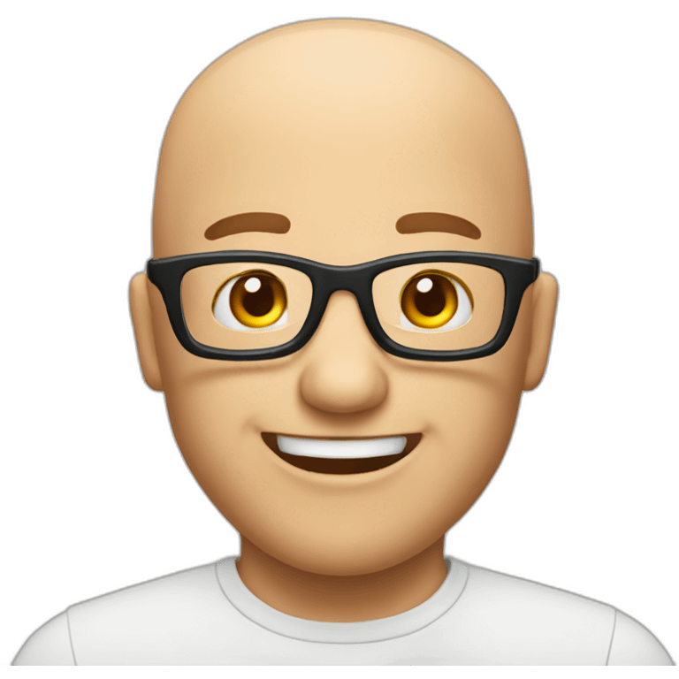 Bald man with glasses with neckbeard excited about video games emoji