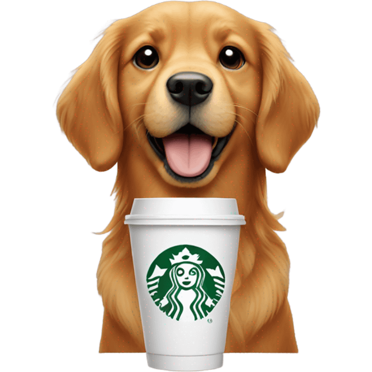 Red Golden retriever with starbucks emoji