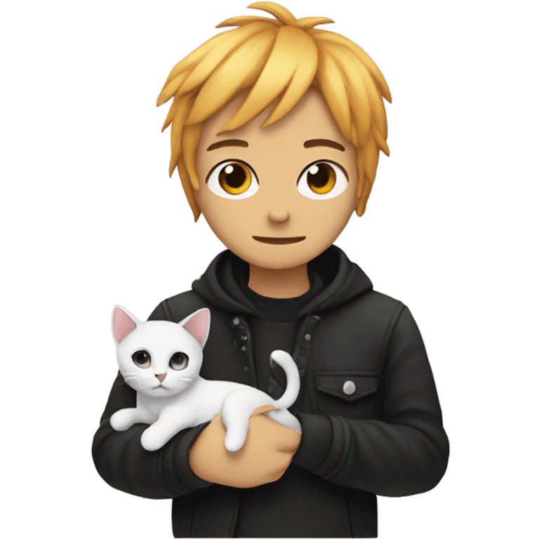 Emo emoji with cat in hand emoji