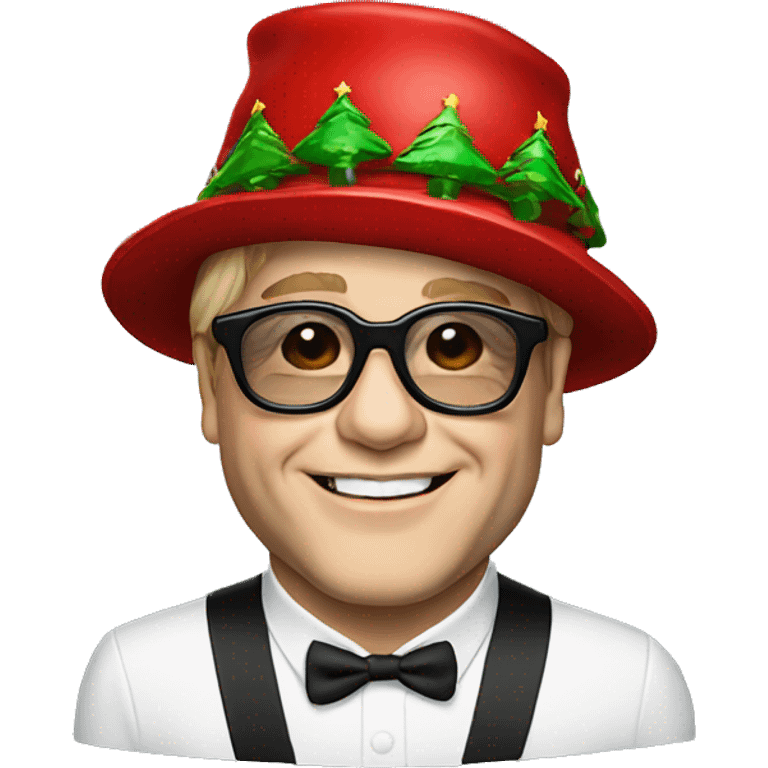 Elton John with a Christmas hat emoji