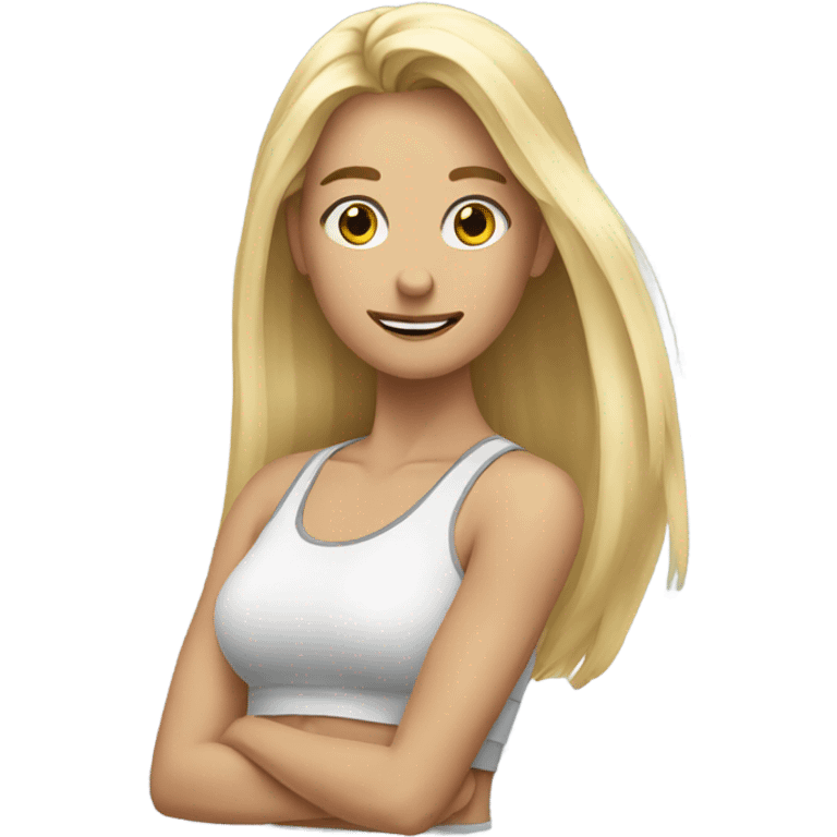 blonde long hair and exercise emoji