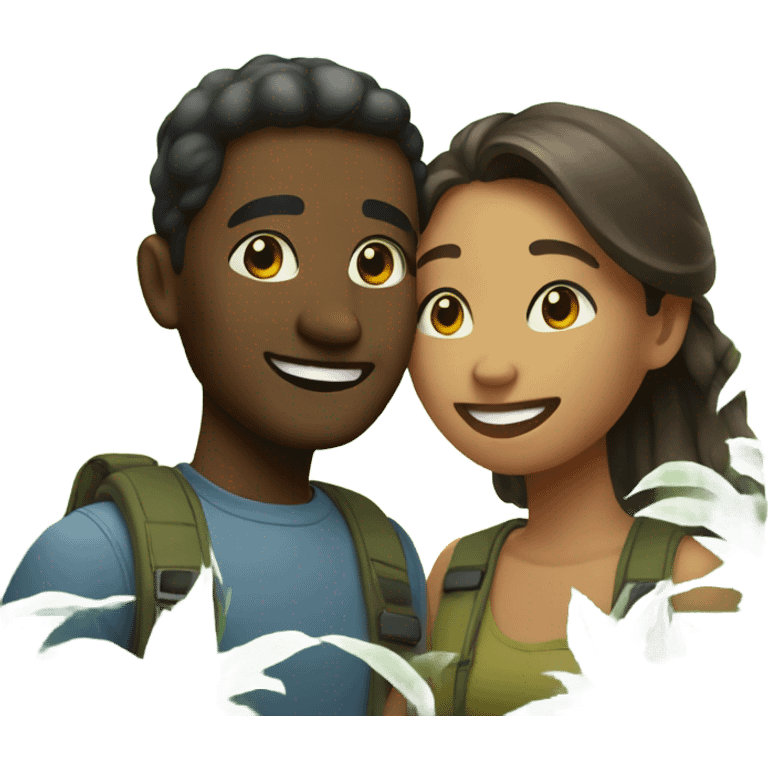 smiling couple in nature emoji