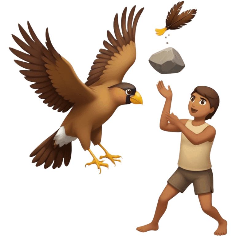 Throwing a rock at two birds  emoji