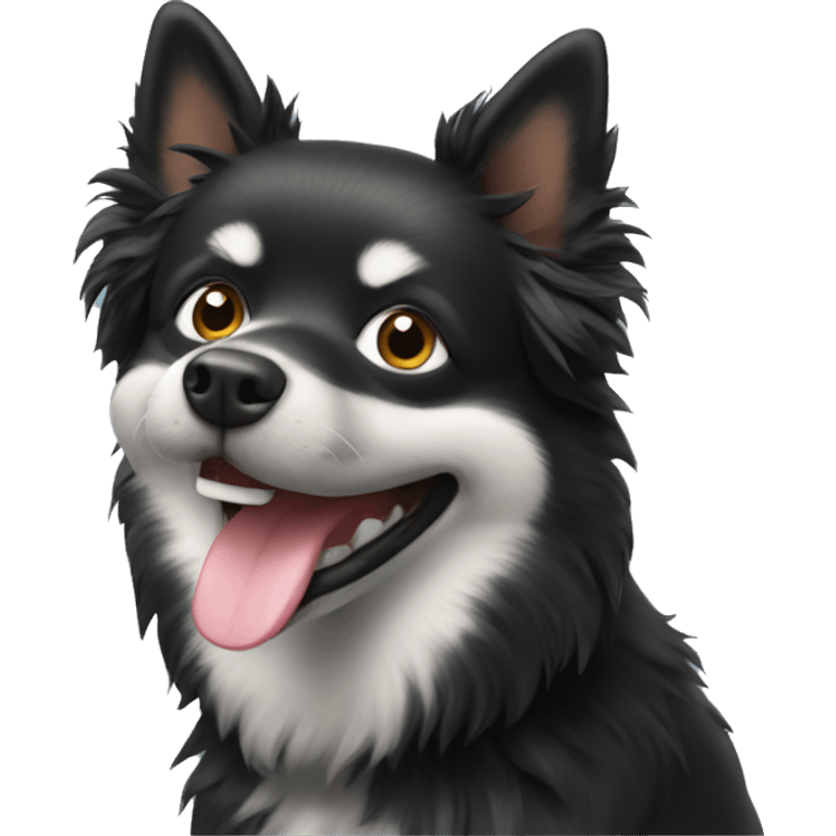 black spitz dog smiling emoji