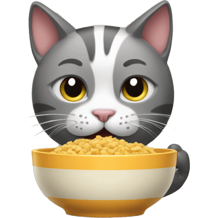 cat eating can food with a bowl emoji