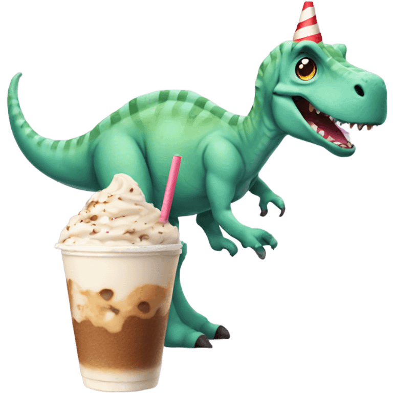 Dino with a milkshake emoji