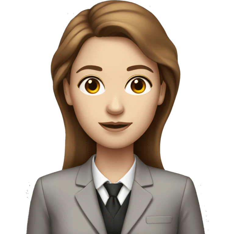 white skinned woman with brown hair in suit emoji