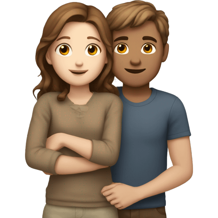 white boy and brown haired girl cuddling emoji