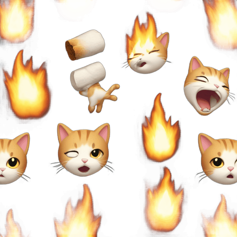 Kitty blowing fire emoji