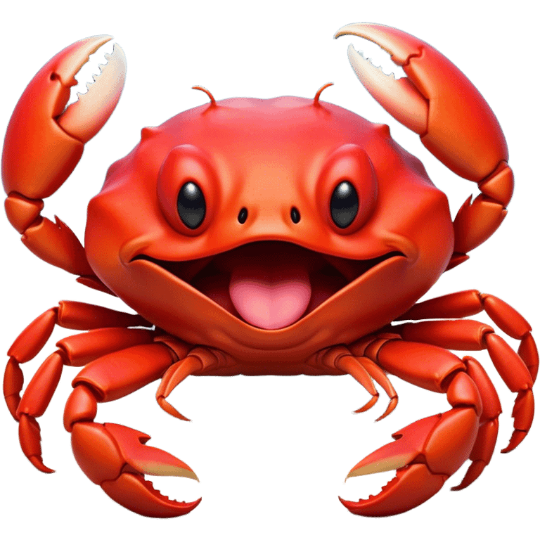 Cinematic Cute Yawning Red Crab Portrait Emoji, Head tilted slightly with a dramatic, wide-open yawn, showcasing a vivid, scarlet exoskeleton with softly drooping antennae and eyes half-closed in drowsy contentment, Simplified yet irresistibly adorable features, highly detailed, glowing with a soft, cozy oceanic glow, high shine, relaxed yet expressive, stylized with a dash of whimsical seaside charm, soft glowing outline, capturing the essence of a drowsy yet affectionate red crab that appears ready to scuttle out for a nap! emoji