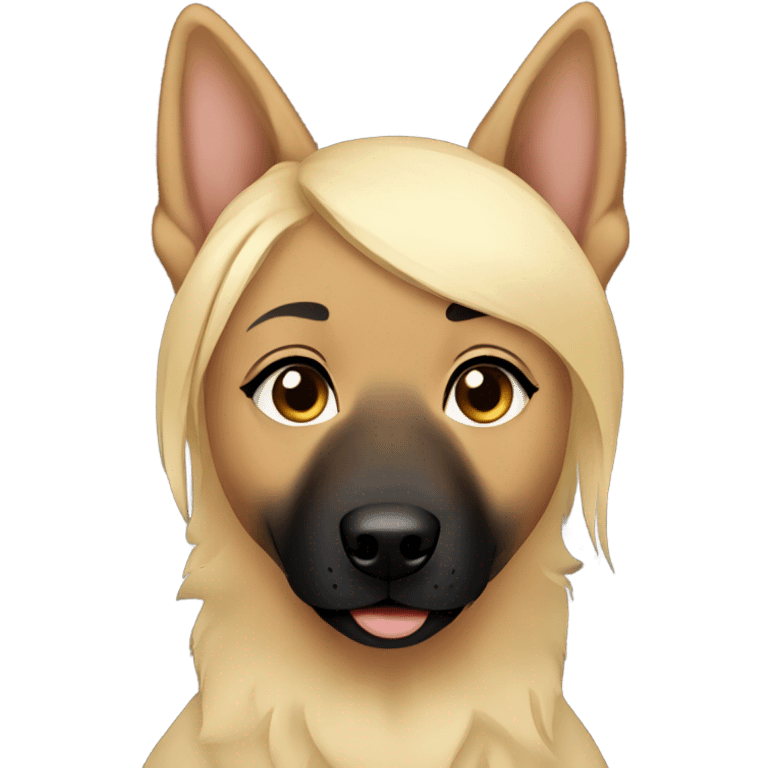 blonde girl blue eyes with a dark german shepherd  emoji