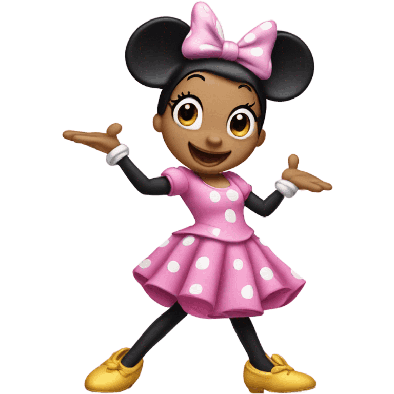 Minnie Mouse wearing pink dancing emoji