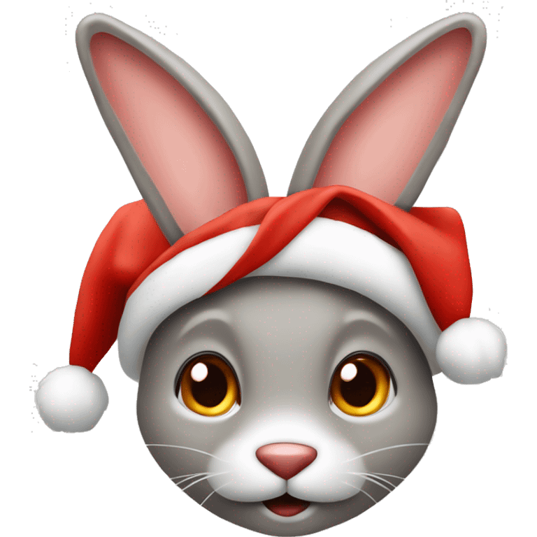 Grauer Hase mit roter weihnachtsmütze emoji