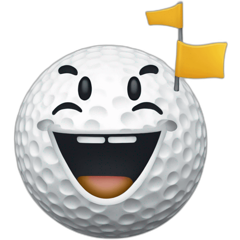 Excited Golf Emoji  Description A jumping golf ball with an enthusiastic expression, celebrating a successful putt. Maybe there are little flags around to indicate victory. emoji