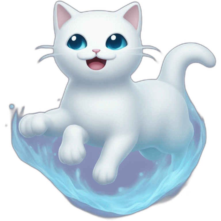 Mysterious cartoon ghost spirit kitty floating in the air emoji