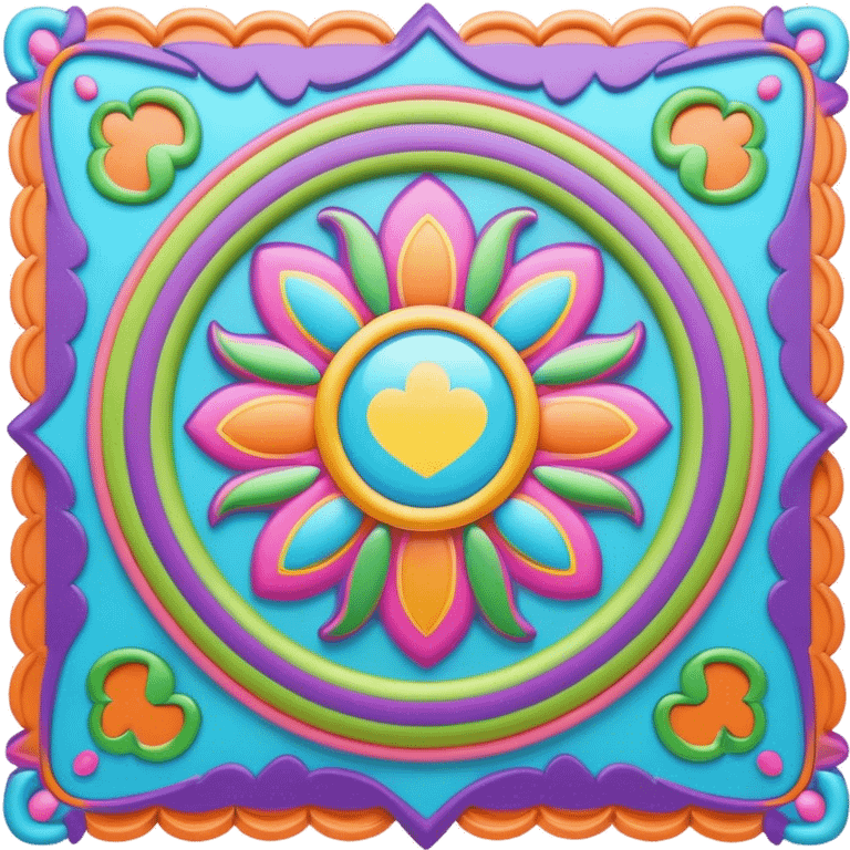 3D, psychedelic colored hippie style border emoji