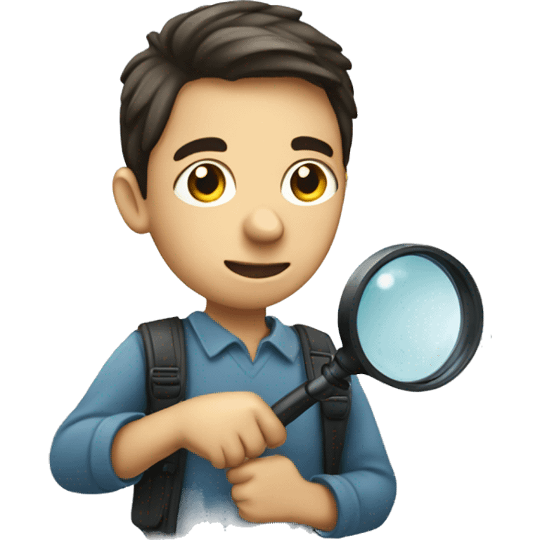 boy holding magnify glass emoji