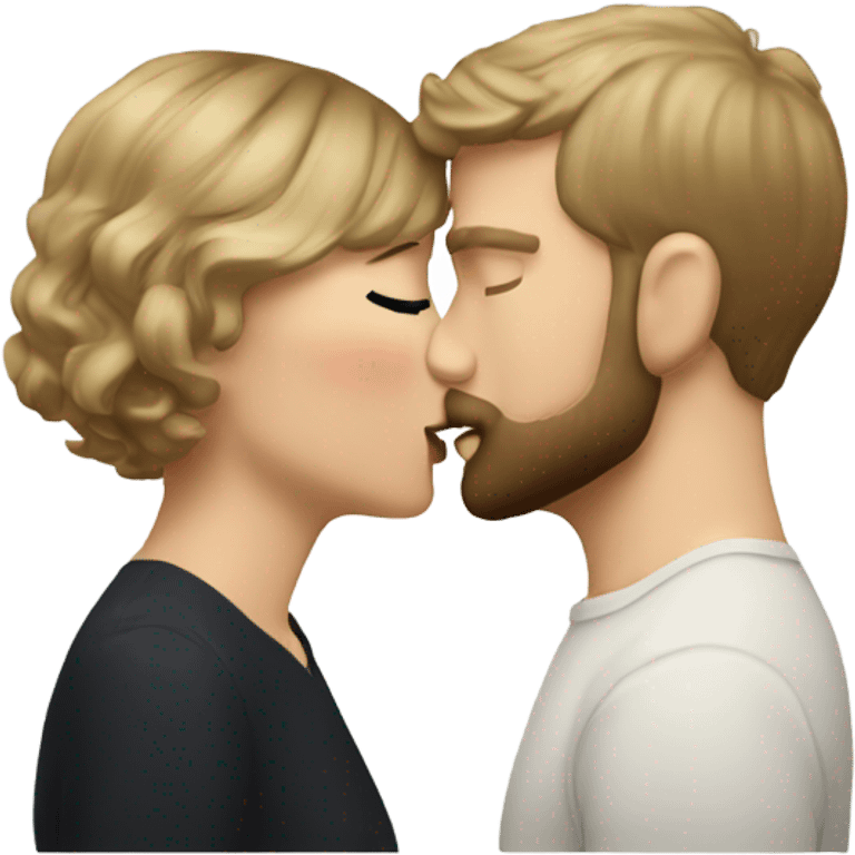 Taylor swift kissing a short haired white man with a short beard emoji