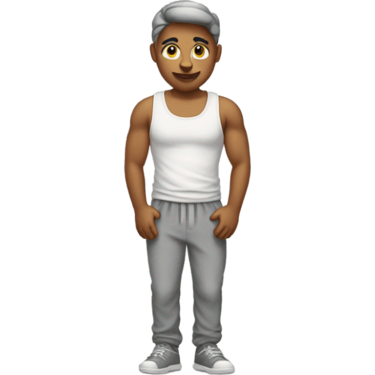 cat wearing a wife beater with grey sweat pants emoji